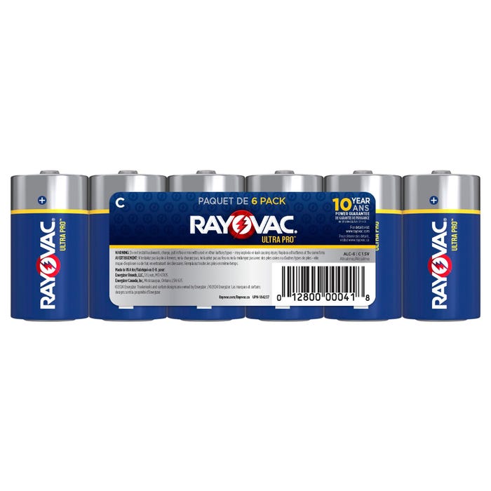 Rayovac Ultra Pro Alkaline C Batteries, Pack of 6