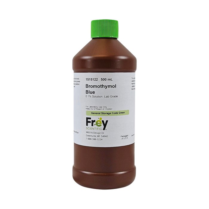 Frey Scientific Bromothymol Blue, 0.1% Aqueous Solution, Lab Grade, 1 Liter