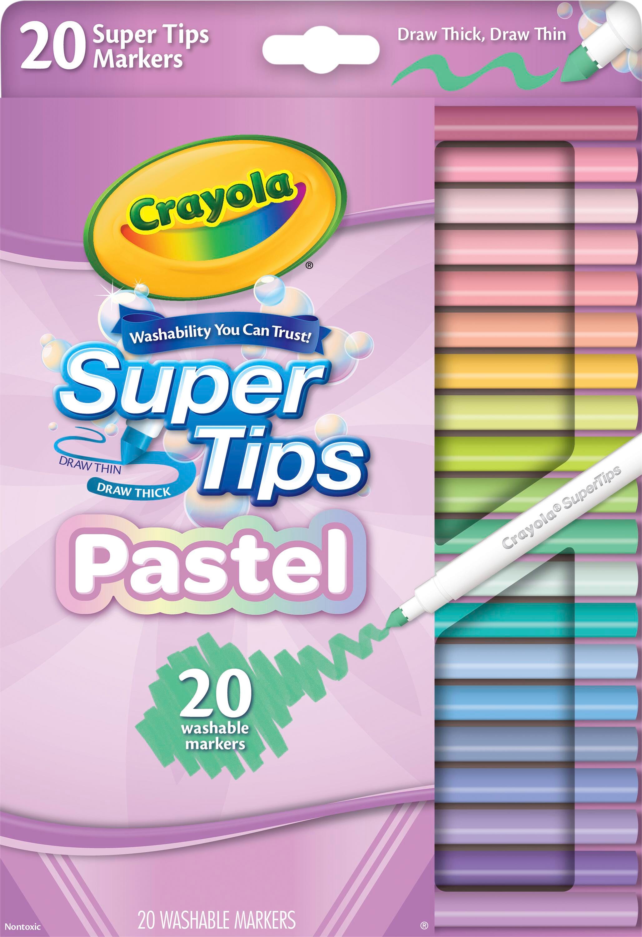 Crayola Washable Super Tips Markers, Assorted Pastel Colors, Set of 20 2130509