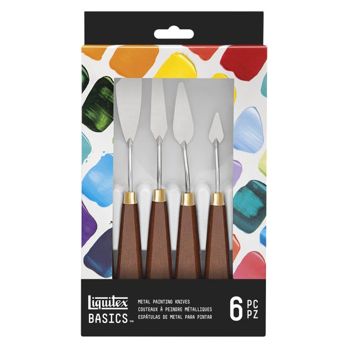 Liquitex Basics Metal Painting Knives, Assorted Blades, Assorted Sizes, Set of 6