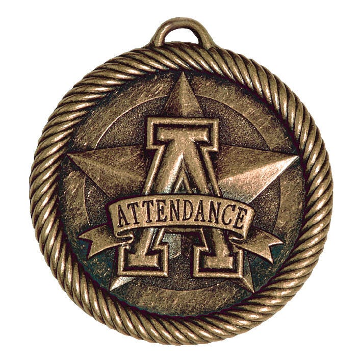 PDU & CAT Multi-Level Dovetail/Attendance Value Medal, 2 Inches, Solid Die Cast, Bronze