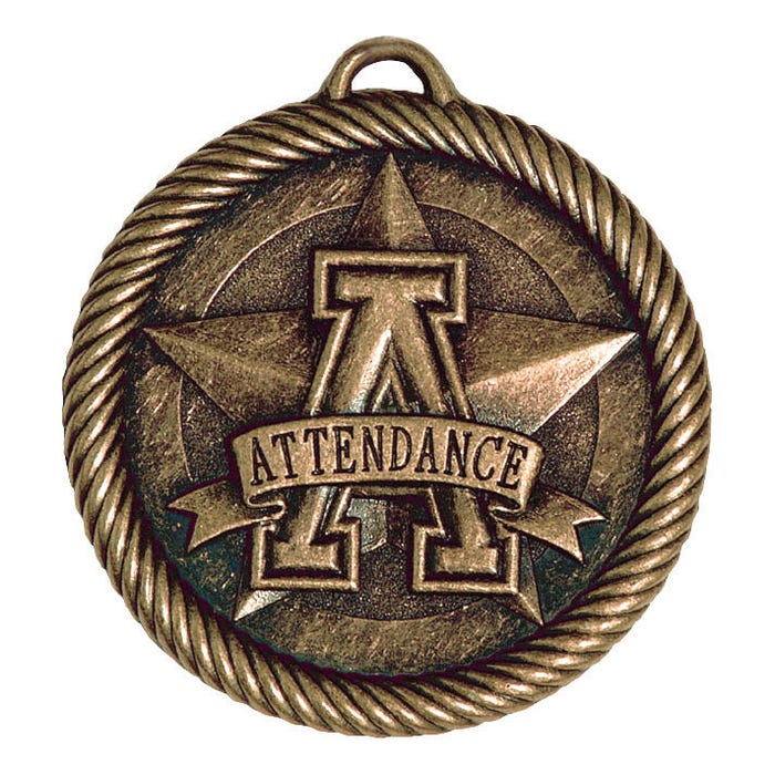 PDU & CAT Multi-Level Dovetail/Attendance Value Medal, 2 Inches, Solid Die Cast, Bronze