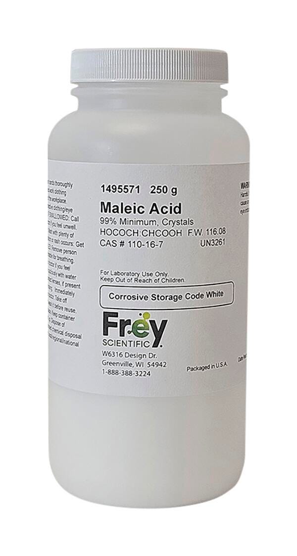 Image for Frey Scientific Maleic Acid, White Crystalline Powder, 250 Grams from School Specialty