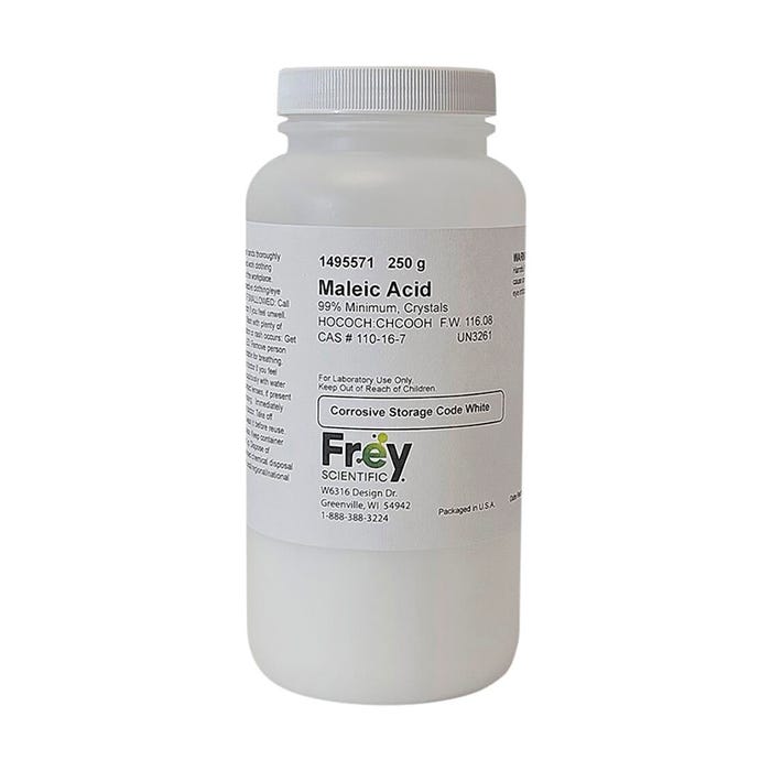 Frey Scientific Maleic Acid, White Crystalline Powder, 250 Grams