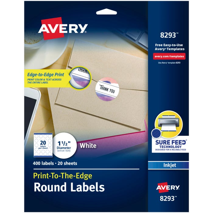 Avery Permanent Round ID Labels, 1-1/2 Inch Diameter, Matte White, Pack of 400