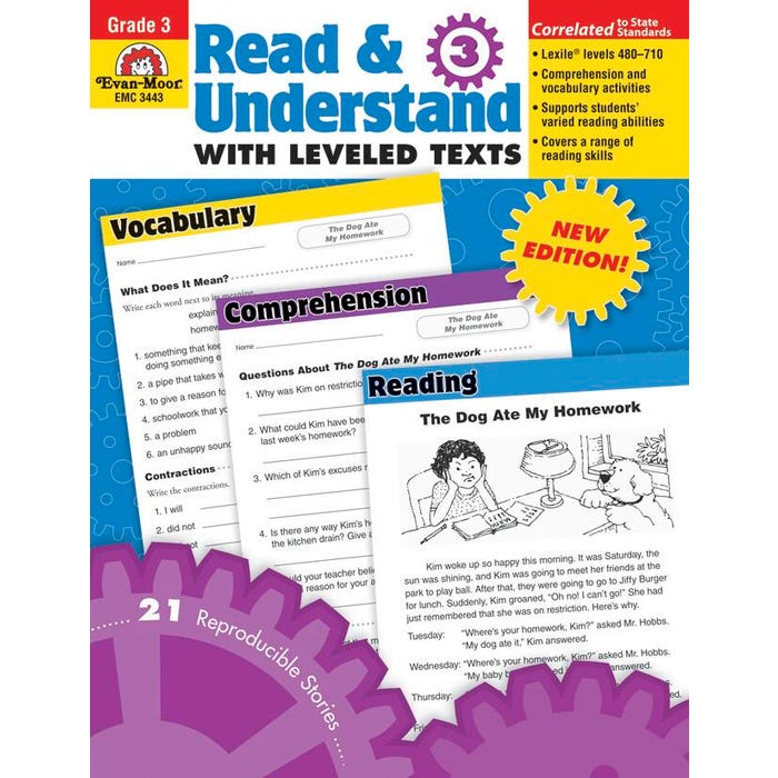 Evan-Moor Read and Understand with Leveled Texts, Grade 3