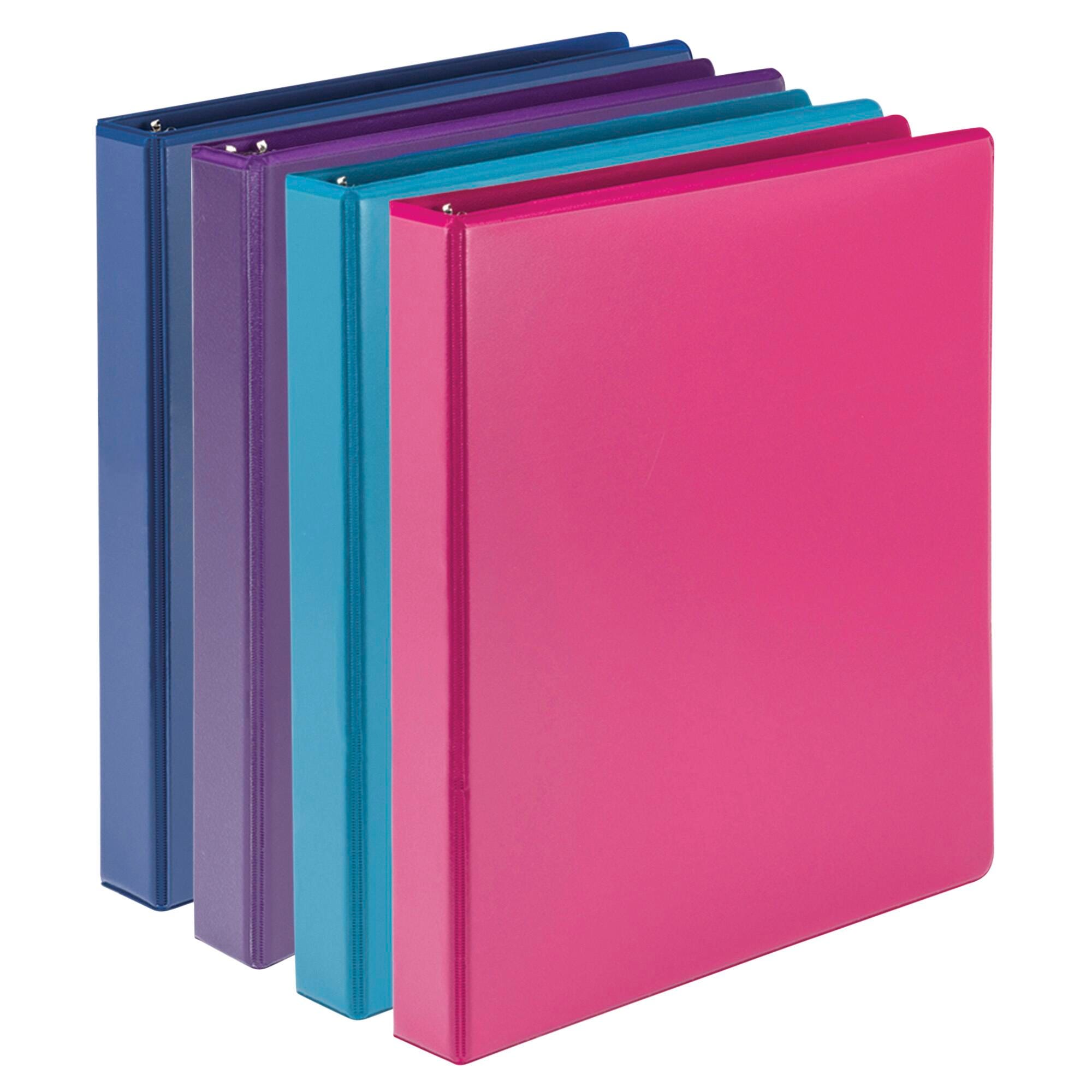 Samsill Durable View Binders, D-Ring, 1 Inch, Assorted Fashion Colors, Pack of 4 2130294