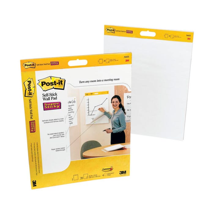 Post-it Self-Stick Easel Pad, 20 x 23 Inches, Unruled, White, 20 Sheets, Pack of 2