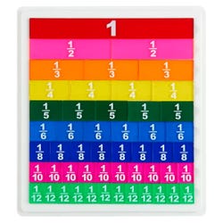 SI Manufacturing Transparent Fraction Tiles with Tray, Set of 52