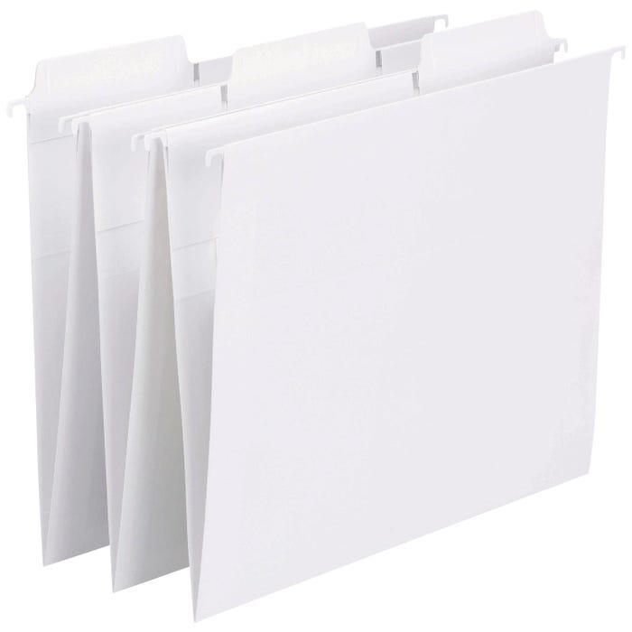 Smead FasTab Hanging File Folder, Letter Size, 1/3 Cut Tabs, White, Pack of 20