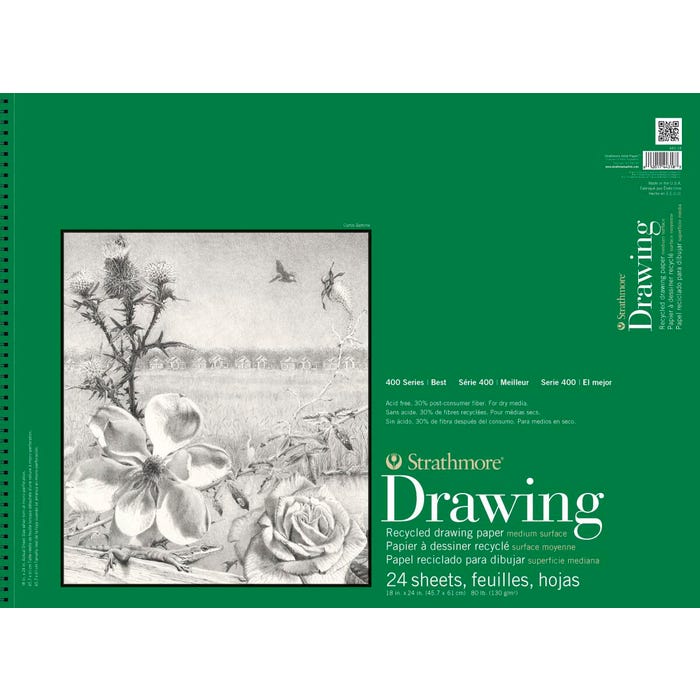 Strathmore 400 Series Recycled Drawing Pad, 18 x 24 Inches, 80 lb, 24 Sheets