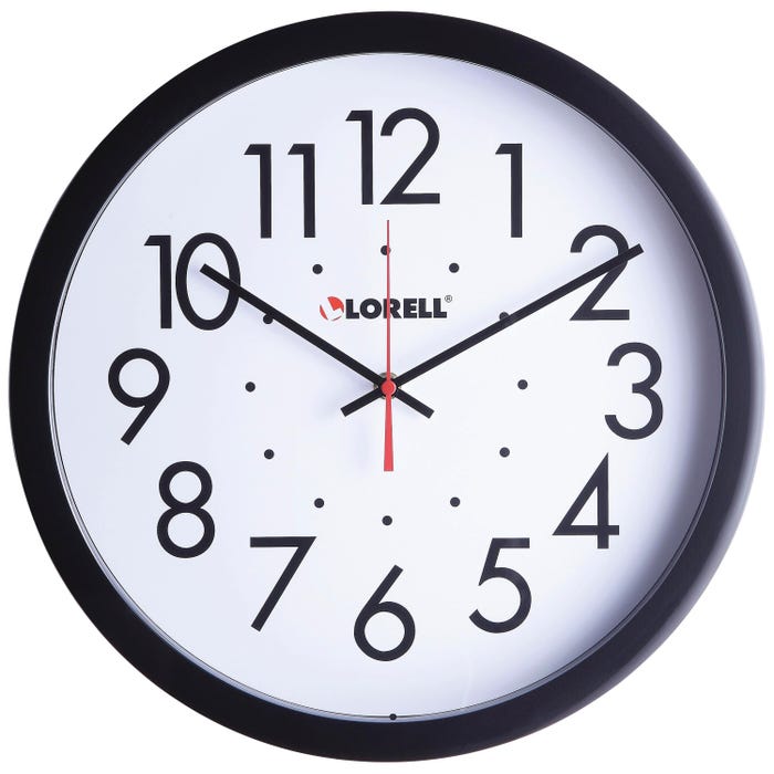 Lorell Self-Set Wall Clock, 14-1/2 Inches, Black