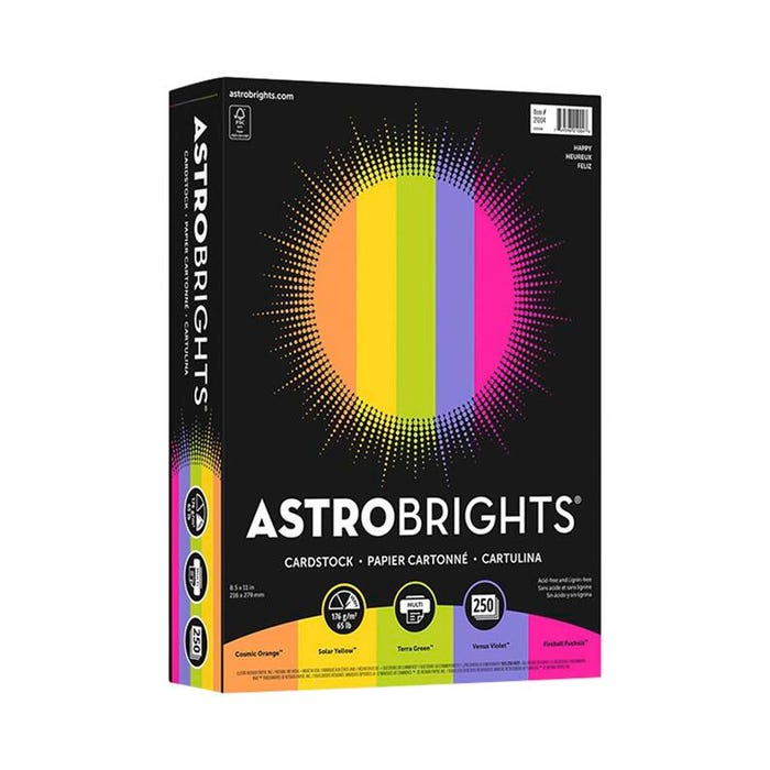 Astrobrights Colored Cardstock, 8-1/2 x 11 Inches, Assorted Happy Colors, Pack of 250