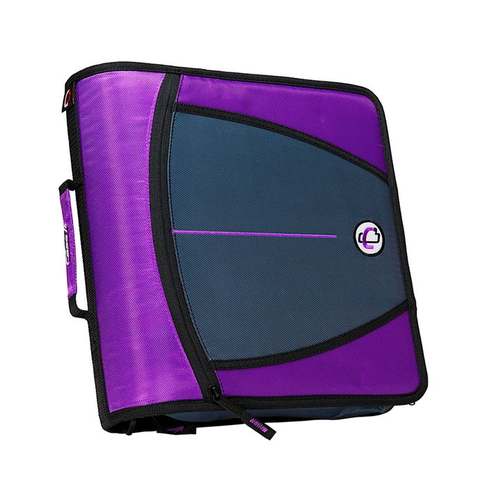 Case·it Mighty Zip Tab O-Ring Binder, 3 Inches, Deep Purple