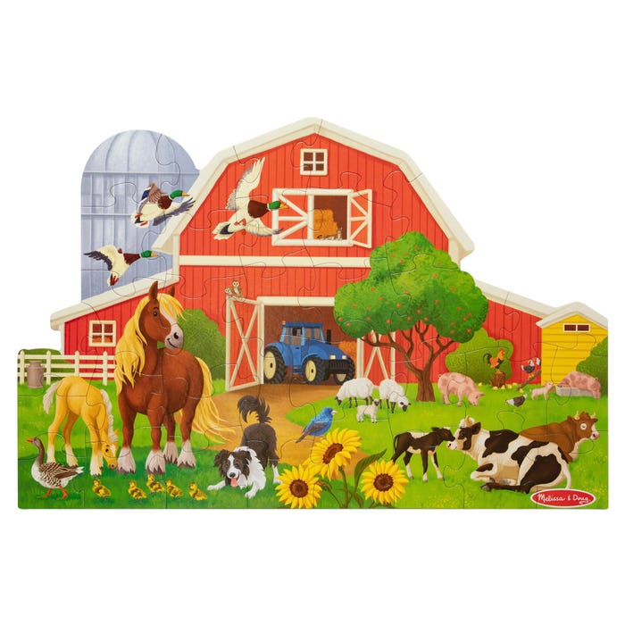 Melissa & Doug Busy Barn-Shaped Floor Puzzle, 11-5/8 x 9-1/4 Inches, 32 Pieces