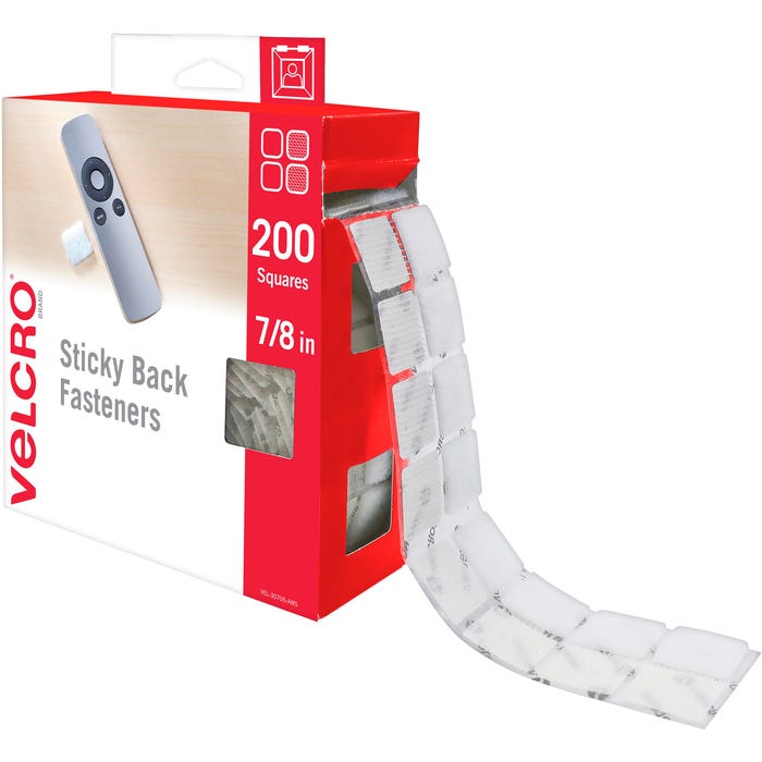 VELCRO Brand Mounting Squares, 7/8 Inch, White, Pack of 200