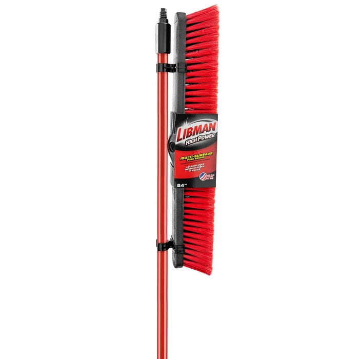 Libman High Power Multi-Surface Push Brooms, 24 Inches Wide, Pack of 4