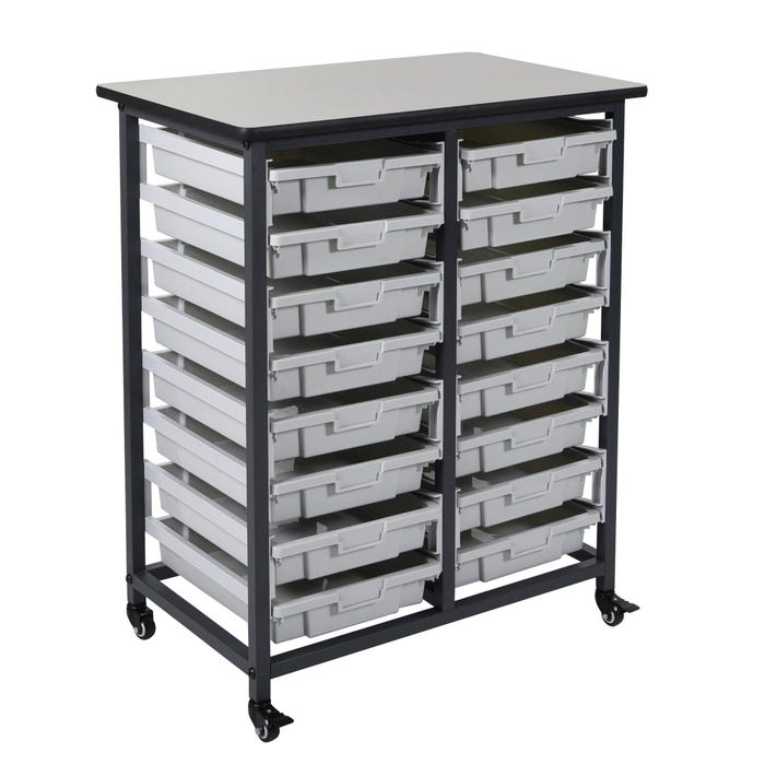 Luxor Mobile Bin Storage Unit, 30-3/4 x 20 x 37-1/2 Inches, 16 Bins