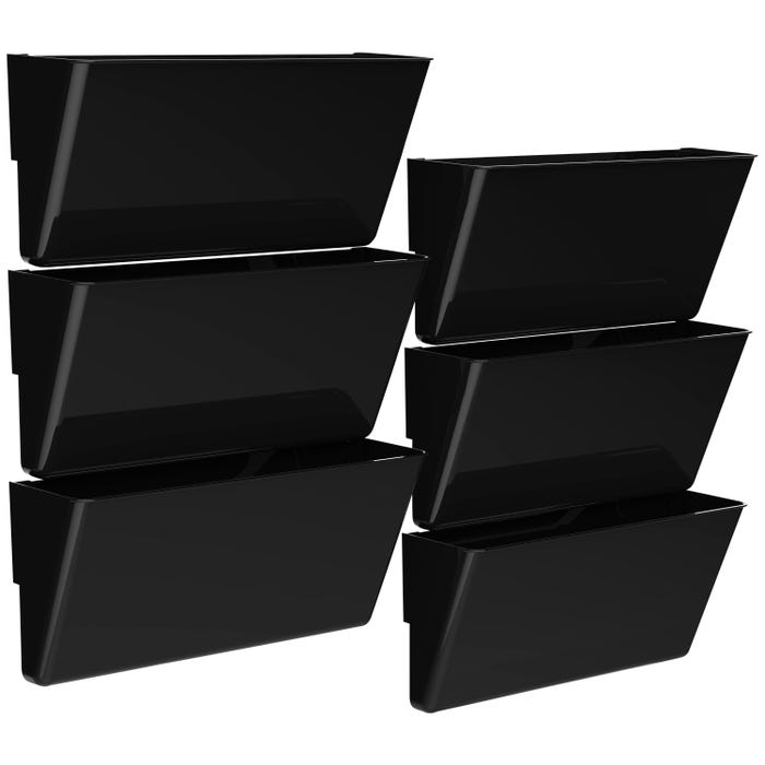 Storex Magnetic Wall Pockets, Legal Size, Black, Pack of 6