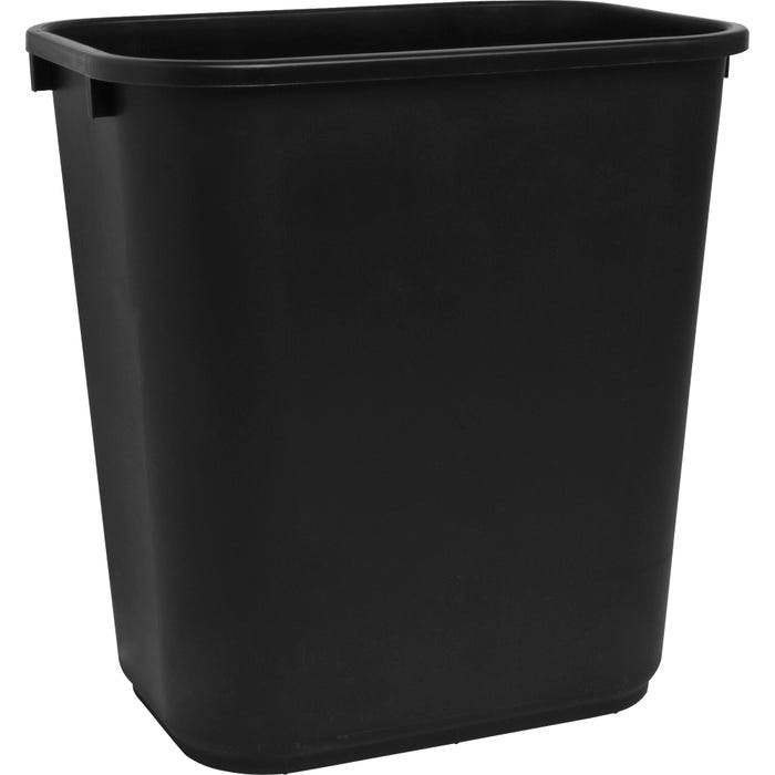 Sparco Rectangle Waste Basket, 28 Quart, Polyethylene, Black