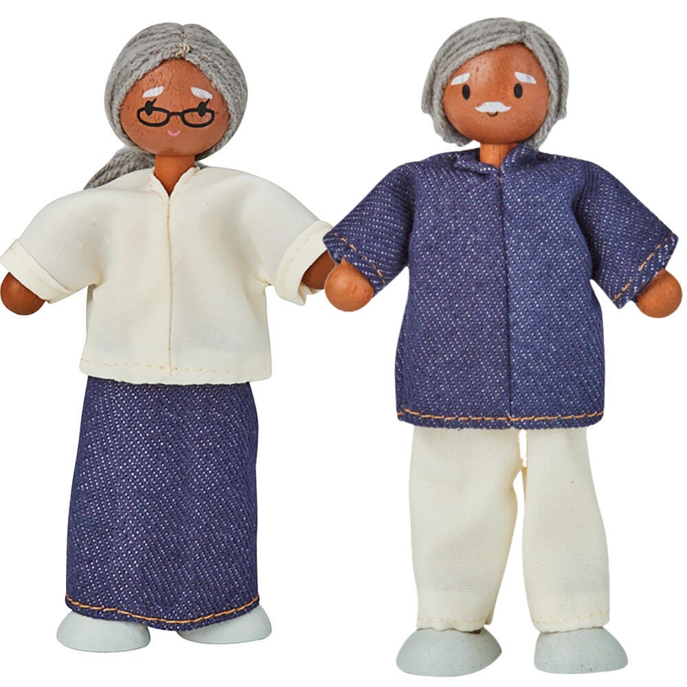 PlanToys Wood Doll Grandparents Doll, Medium Skin Tone 2151212