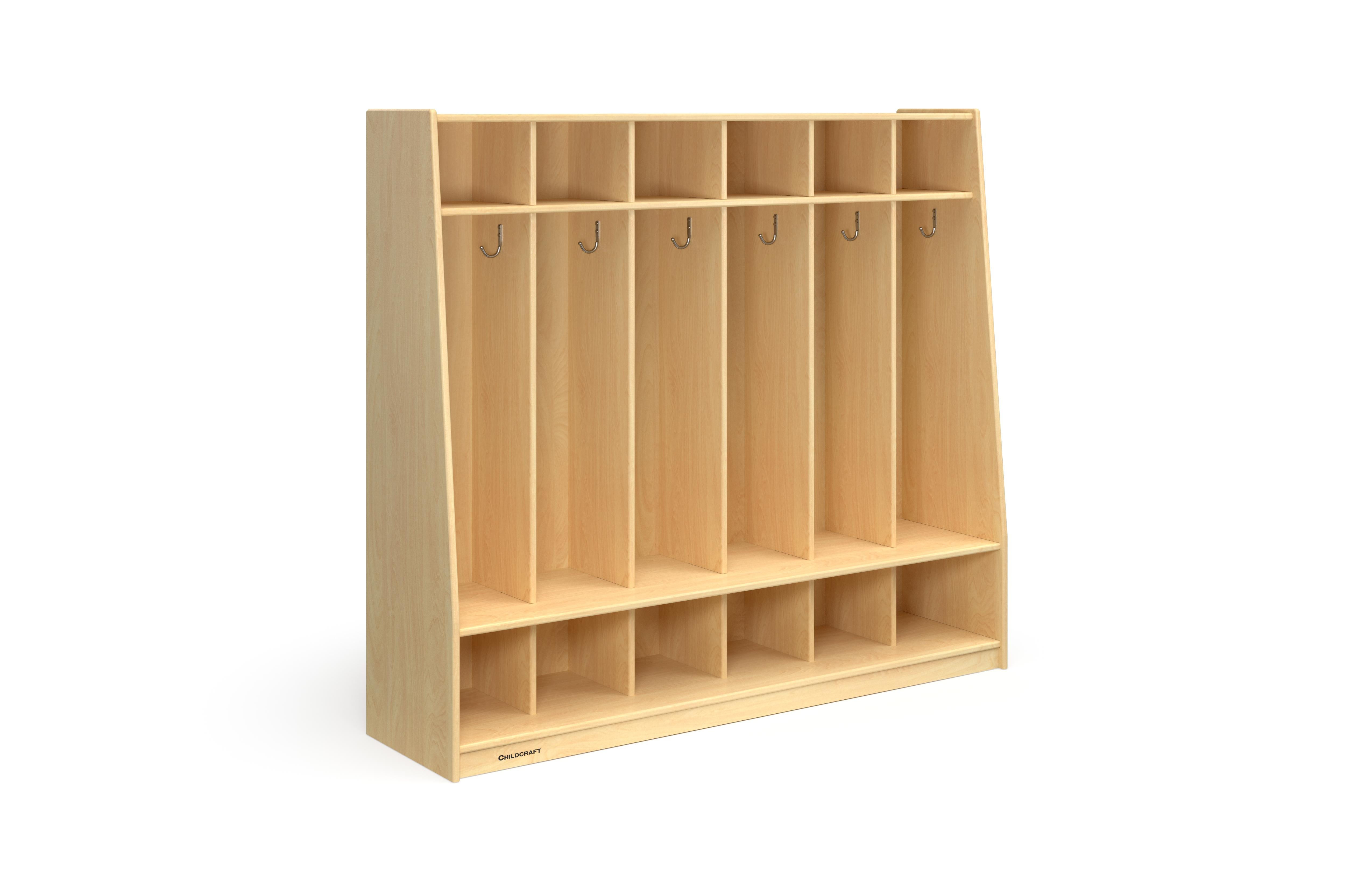 Image for Childcraft Bench Coat Locker, 6 Sections, 53-3/4 x 14-1/4 x 48 Inches from School Specialty