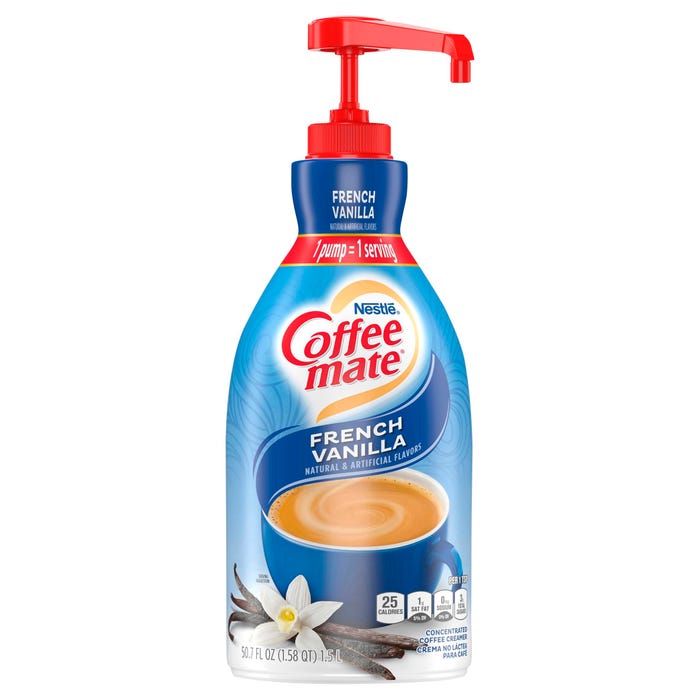 Coffee mate Liquid Concentrated Coffee Creamer, French Vanilla Flavor, 1.58 Quart Pump Bottle