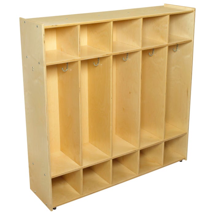 Childcraft ABC Furnishings 5-Section Coat Locker, Wooden, 48 x 13 x 48 Inches