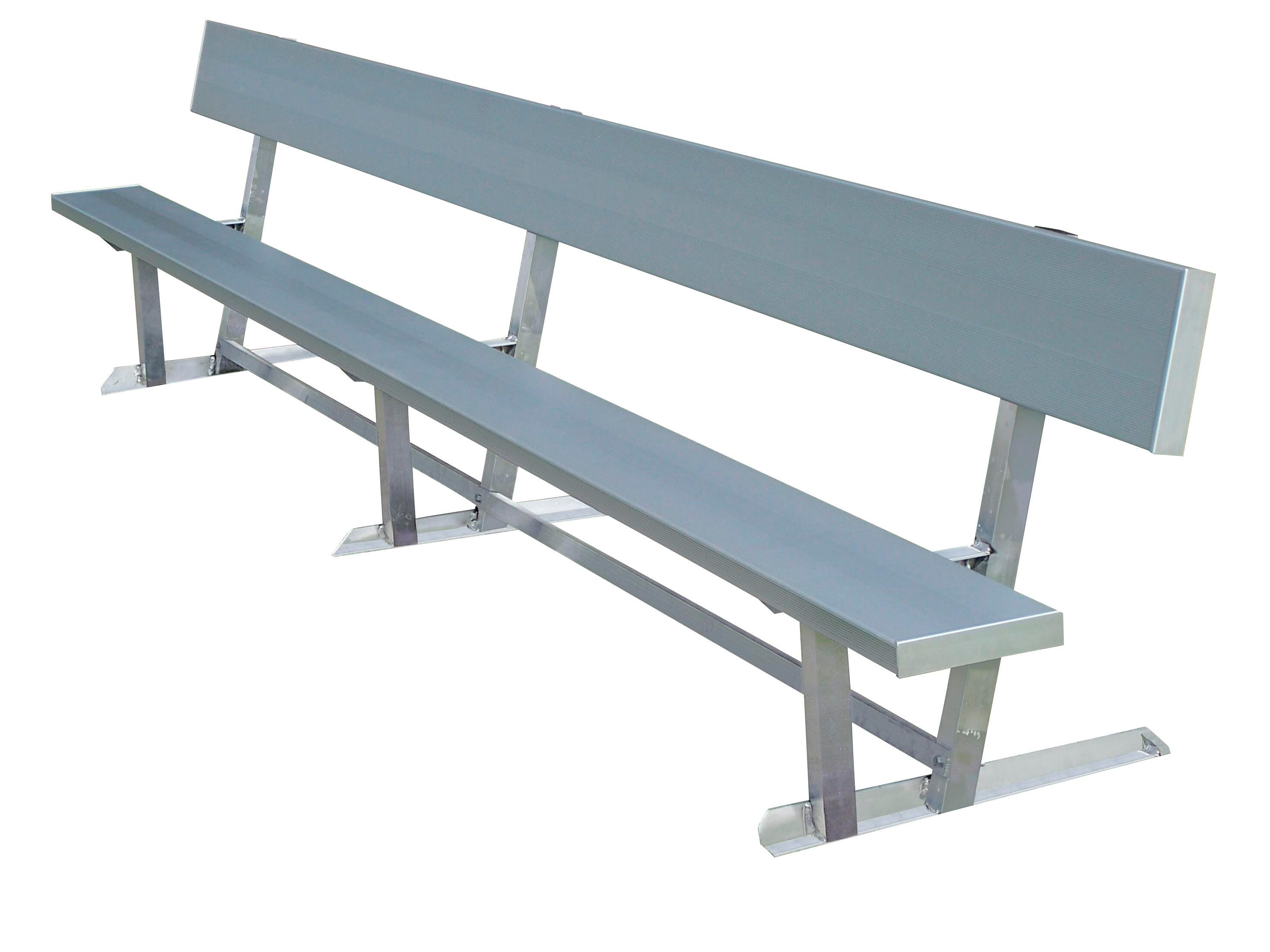 National Recreational Systems Aluminum Portable Bench with Backrest, Square Tube and Angle Understructure, 12 Feet, Item Number 2107424