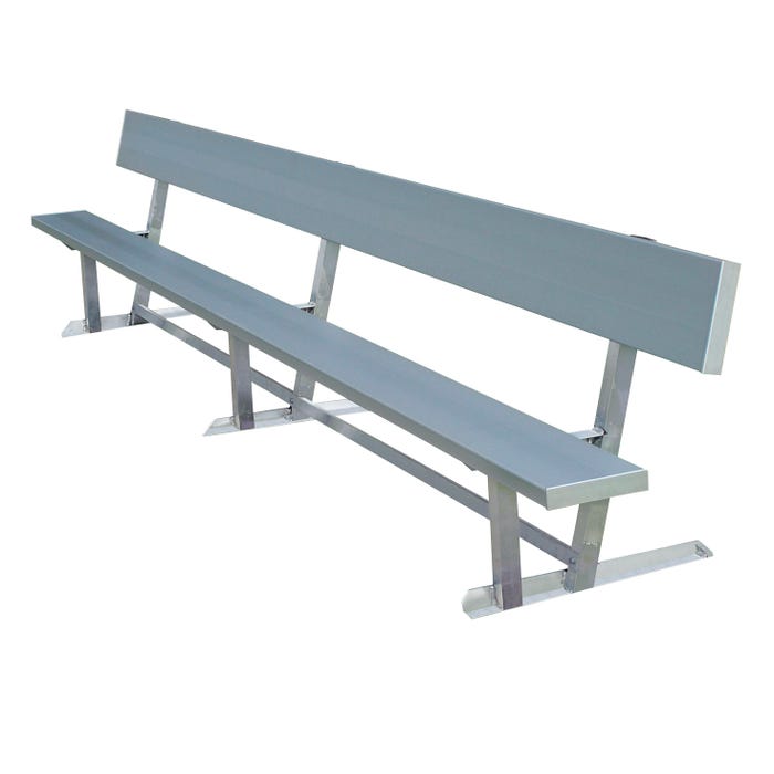 National Recreation Systems Aluminum Portable Bench with Backrest, Square Tube, Angle Understructure, 15 Feet