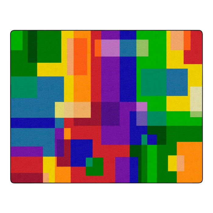 Childcraft Geo Squares Carpet for Classrooms, Rectangle