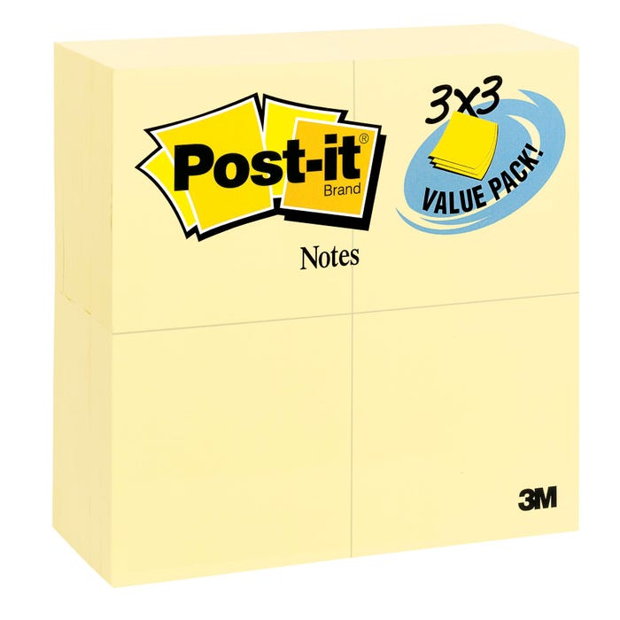 Post-it Notes, 3 x 3 Inches, Canary Yellow, 24 Pads with 100 Sheets Each