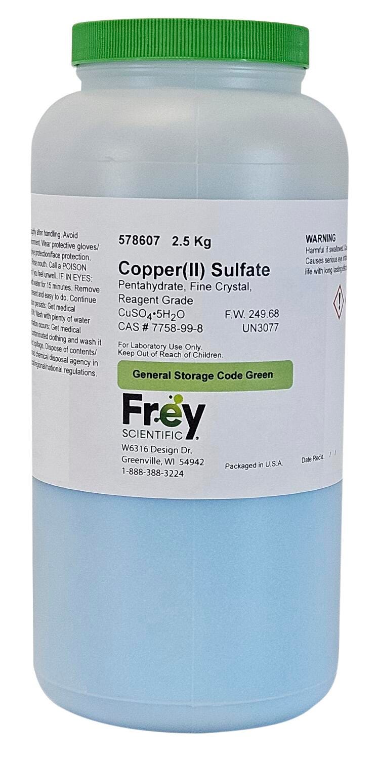 Image for Frey Scientific Copper (II) Sulfate Pentahydrate Crystals, 2.5 KG, Reagent Grade from School Specialty