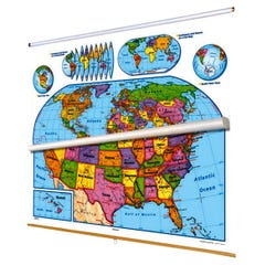 Nystrom Readiness United States and World Combo Map Set, 65 x 53 Inches, Item Number 1398260
