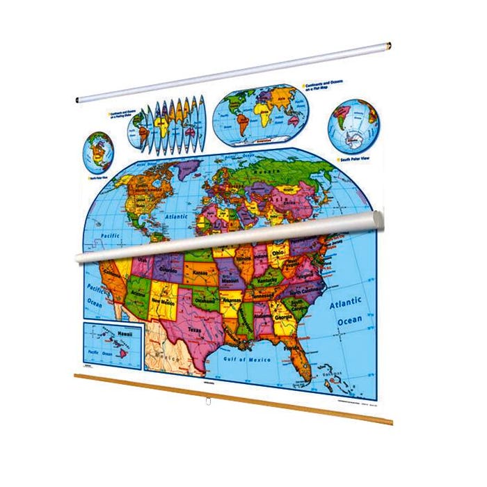 Nystrom Readiness United States and World Combo Map Set, 65 x 53 Inches