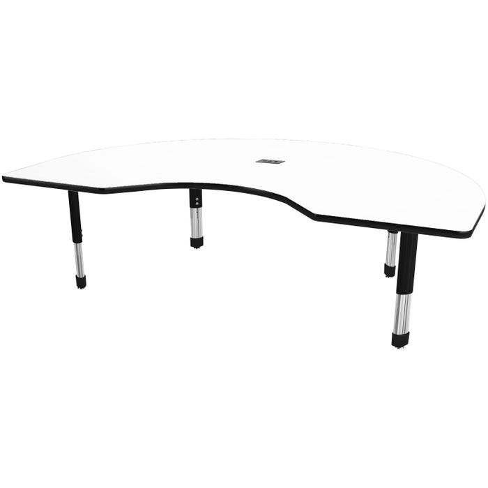 Classroom Select Activity Table with Power, Adjustable Height, Kidney, 48 x 72 Inches