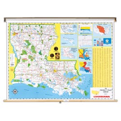 Nystrom Louisiana Pull Down Roller Classroom Map, 64 x 50 Inches 088629