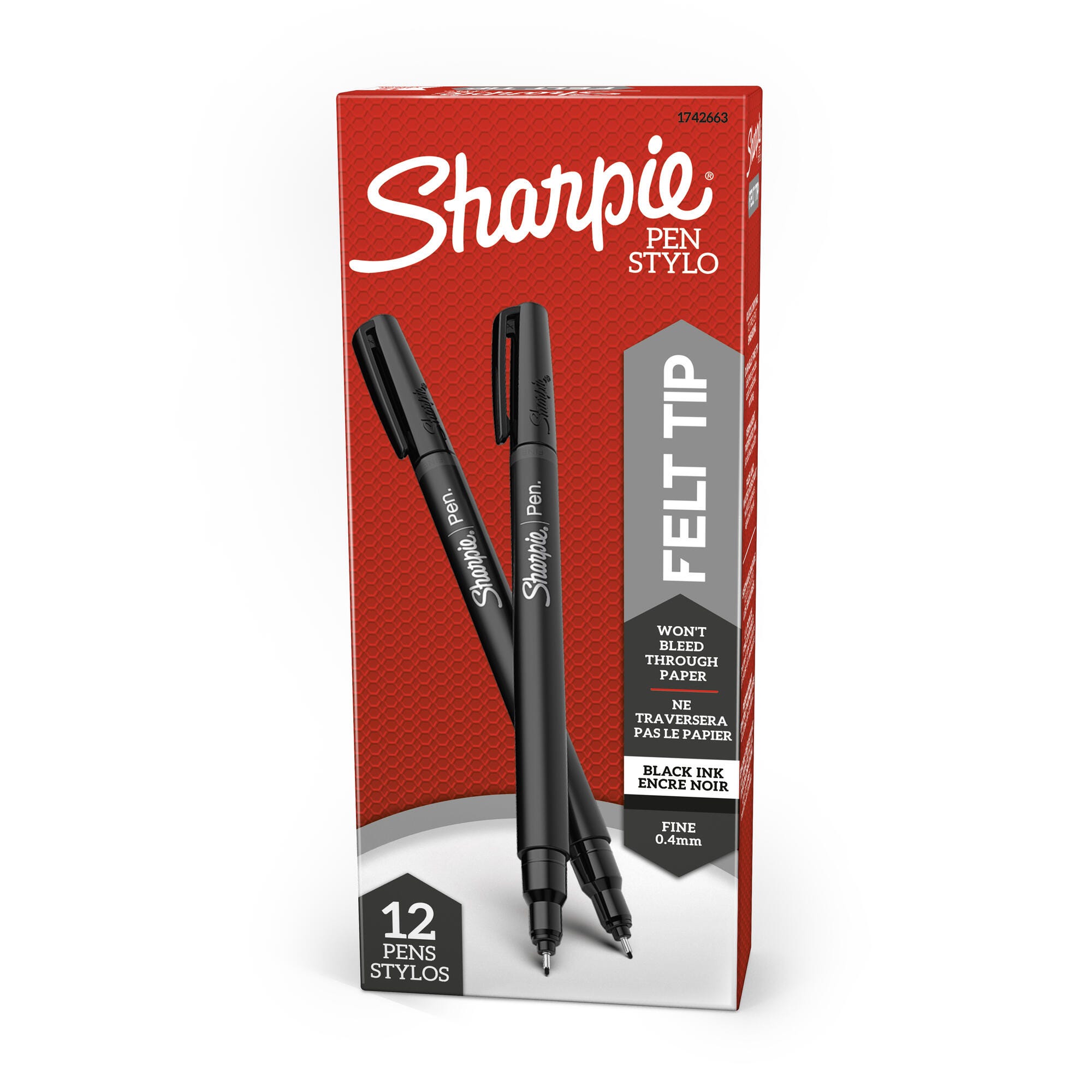 Image for Sharpie Pens, Fine Point, 0.4 mm, Black, Pack of 12 from School Specialty