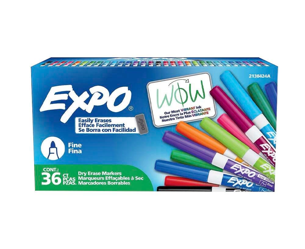 EXPO Dry Erase Markers Value Pack, Fine Tip, Assorted Colors, Set of 36 1593235