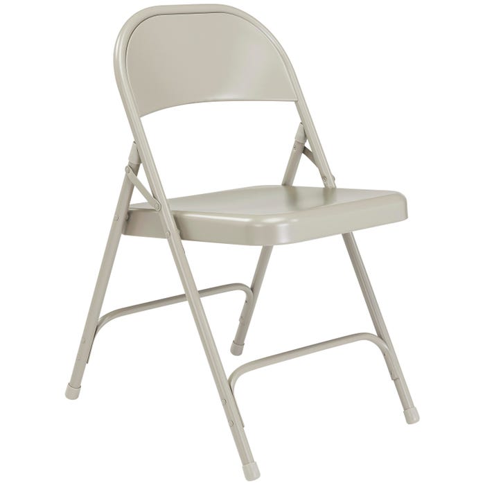 National Public Seating 50 Series Standard All-Steel Folding Chair, 16-3/4 Inch Seat, Grey, Pack of 4