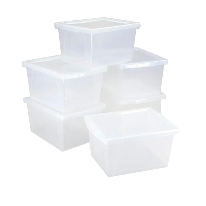 Storex Classroom Storage Bins with Lids, 4 Gallon, Translucent, Pack of 6