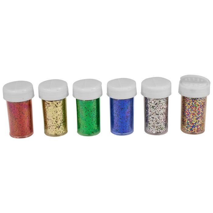 School Smart Craft Glitter, 3/4 Ounces, Assorted Colors, Pack of 6