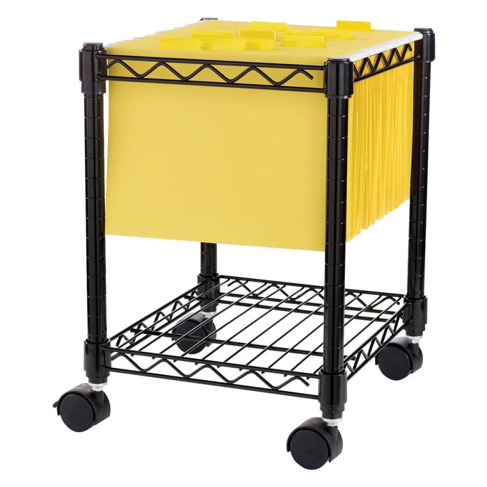 Lorell Compact Mobile Wire Filing Cart, 15-1/2 x 14 x 19-1/2 Inches, Black