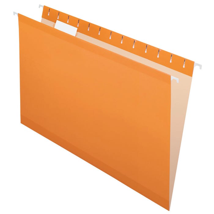 Pendaflex Reinforced Hanging File Folders, 1/5 Cut Tabs, Legal Size, Orange, Pack of 25