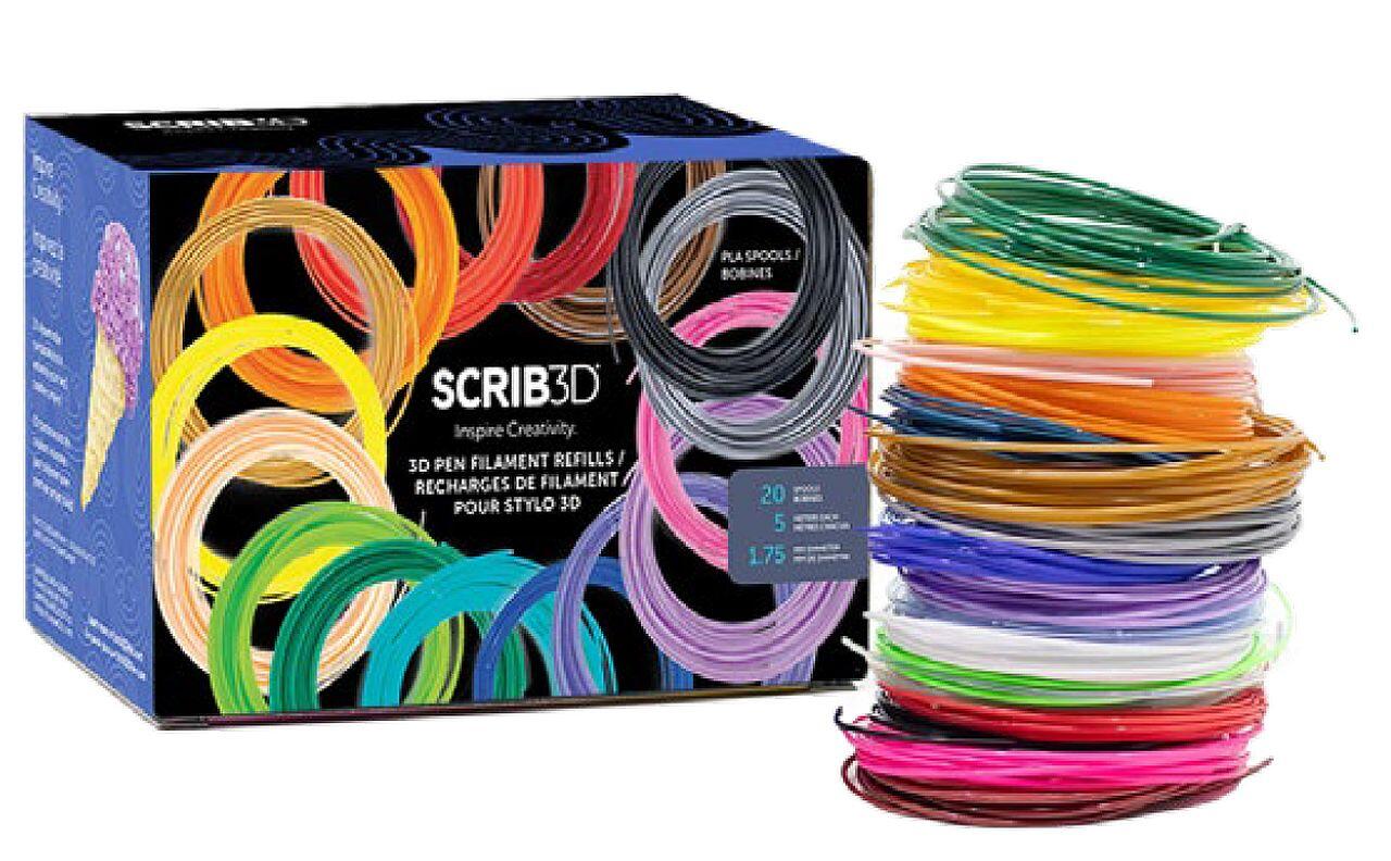 SCRIB3D Filament Refills, 1.75mm, Assorted Colors, Set of 20