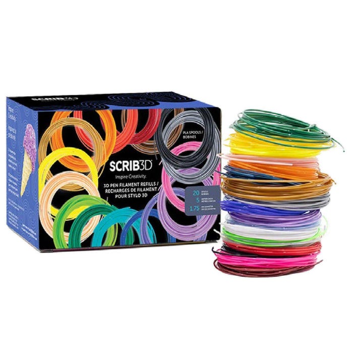 SCRIB3D Filament Refills, 1.75mm, Assorted Colors, Set of 20