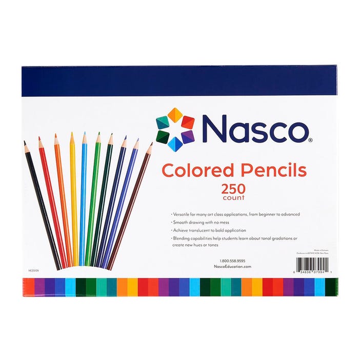 Nasco Colored Pencils Classroom Pack, Assorted Colors, Set of 250