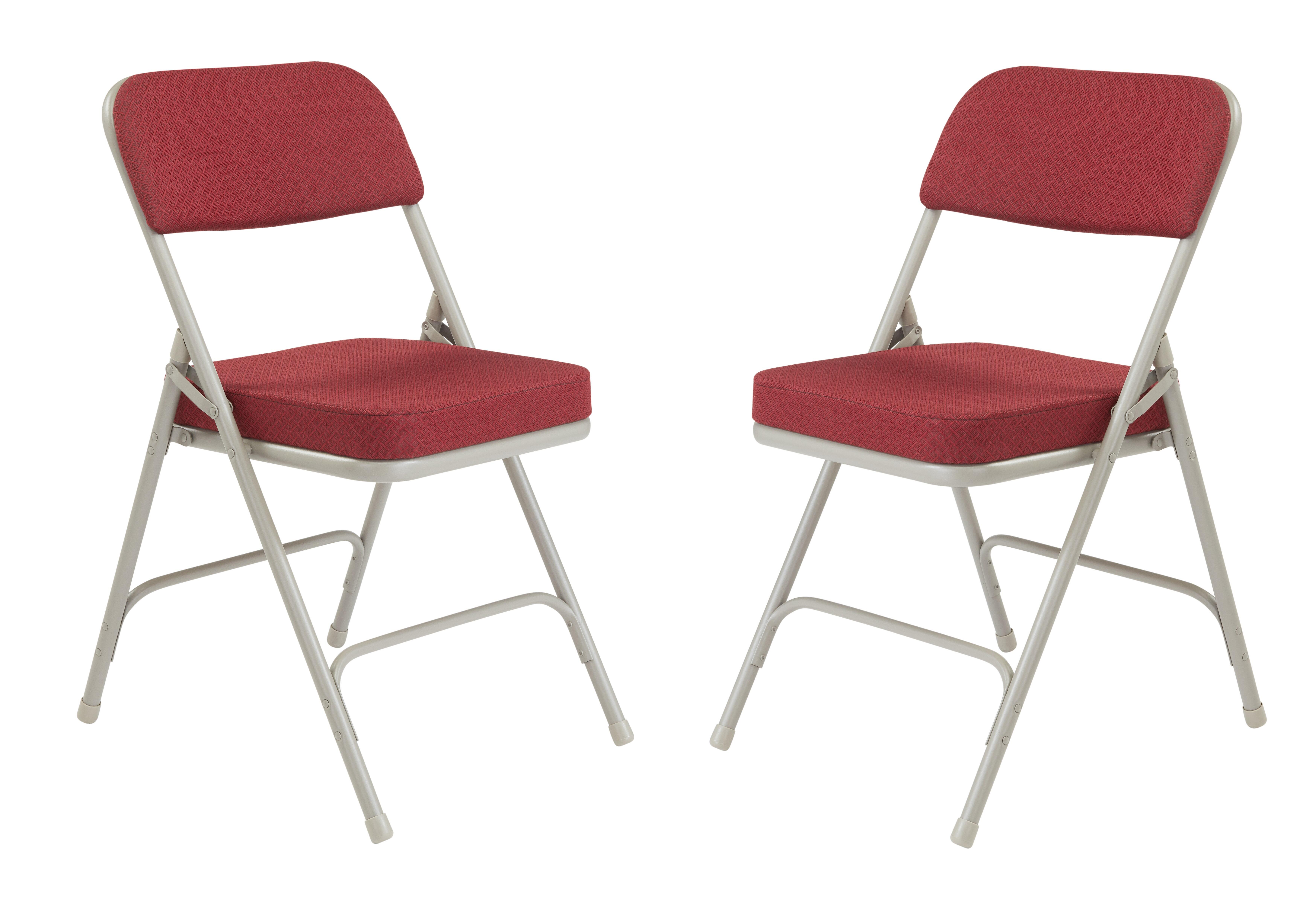 National Public Seating 3200 Series 2-Inch Thick Padded Folding Chair, 18-1/2 Inch Seat, New Burgundy, Pack of 2 2051326
