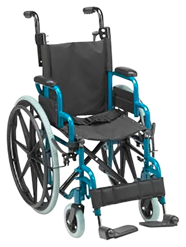 Inspired by Drive Wallaby Pediatric Folding Wheelchair, 14 Inch, Jet Fighter Blue, Item Number 2006720