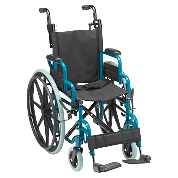 Inspired by Drive Wallaby Pediatric Folding Wheelchair, 14 Inches, Jet Fighter Blue